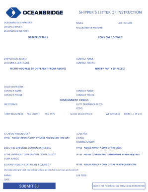 Shipper’s Letter of Instruction