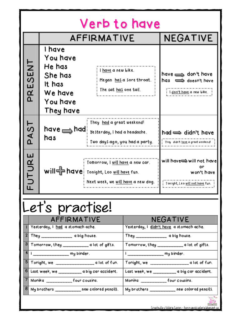 Verb to Have and Verb to Be Worksheet - Blank Fillable Template | Fill ...