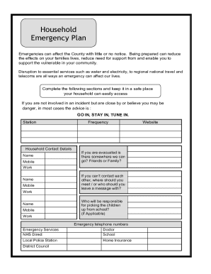 Household Emergency Plan