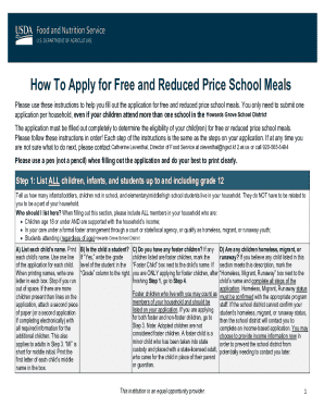 Free and Reduced Price School Meals Application