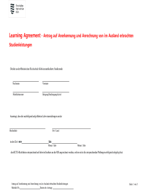 Learning Agreement - Recognition of Foreign Study Credits