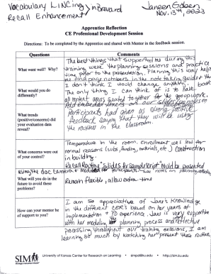 Apprentice Reflection Form