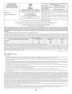 Mitsu Chem Plast Rights Issue Application Form