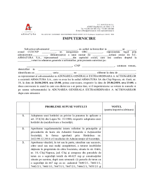 Romanian Power of Attorney for Shareholder Meeting