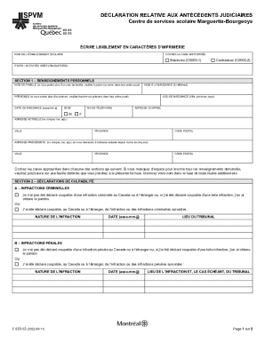 Quebec Judicial Record Declaration Form