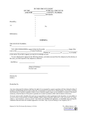 Florida Subpoena Form