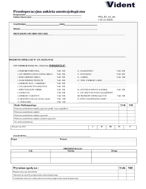Przedoperacyjna Ankieta Anestezjologiczna
