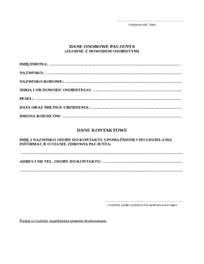 Patient Personal Information Form