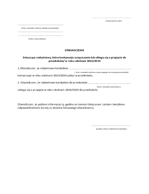 Polish Kindergarten Sibling Declaration Form