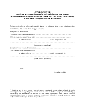 Parent Affidavit for Sibling Attendance