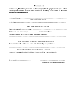 Parent Declaration for Sibling Education