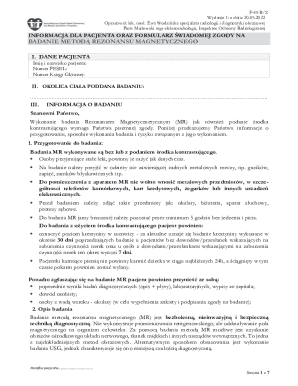 MRI Consent Form F-45 B/Z