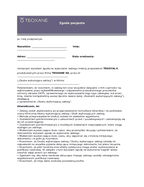 Patient Consent Form for TEOSYAL Injections