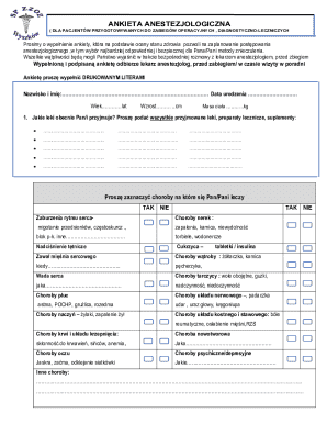 Anesthesiology Questionnaire for Surgical Patients