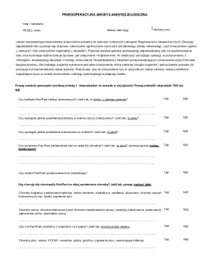 Preoperative Anesthetic Questionnaire