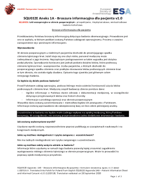 SQUEEZE Postoperative Vasopressor Usage Patient Consent Form