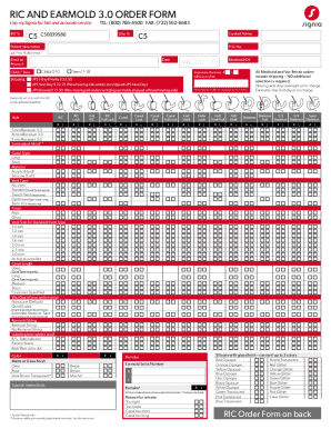 RIC and Earmold Order Form