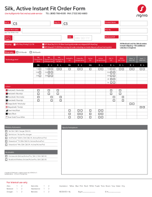 Silk Active Instant Fit Order Form
