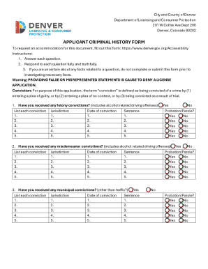 Denver Applicant Criminal History Form