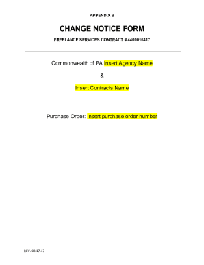 Freelance Services Contract Change Notice