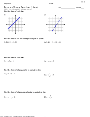 Algebra 1 Linear Functions Worksheet
