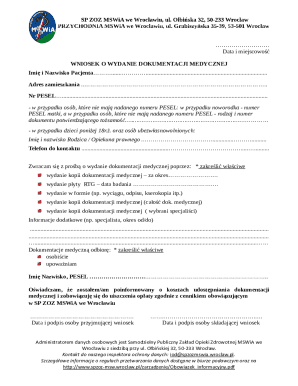 Medical Documentation Request Form
