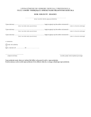 Child Pickup Authorization Form