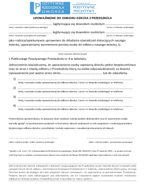 Child Pickup Authorization Form