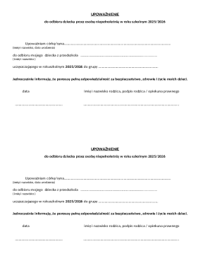 Authorization for Child Pickup by Minor