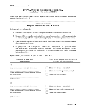 Child Pickup Authorization Form