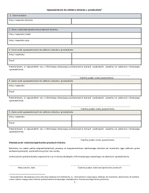 Child Pickup Authorization Form