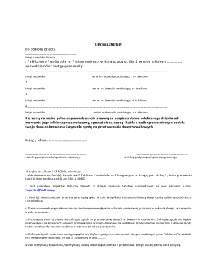 Child Pickup Authorization Form