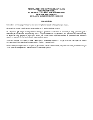 Proxy Voting Form for NWAI Dom Maklerski S.A.