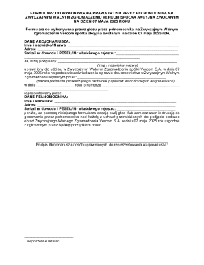 Proxy Voting Form for Vercom S.A. Annual General Meeting