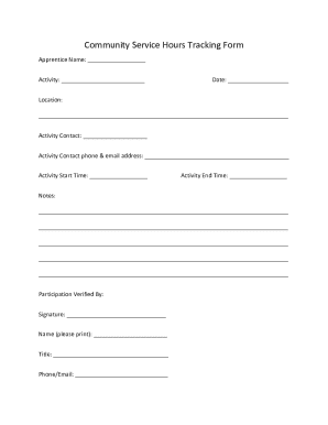 Community Service Hours Tracking Form