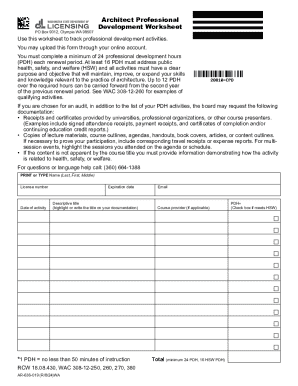 Architect Professional Development Worksheet