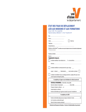 French Travel Expense Form
