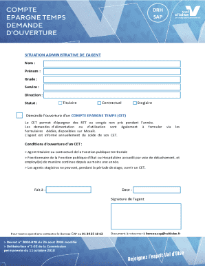 Demande d'ouverture de compte épargne temps