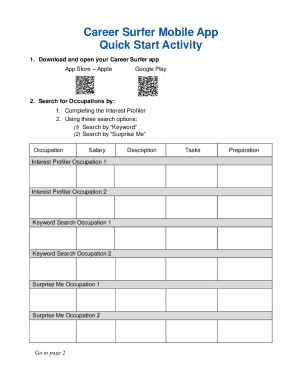 Career Surfer Mobile App Quick Start Activity