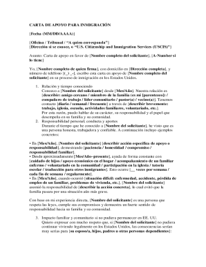 Immigration support letter