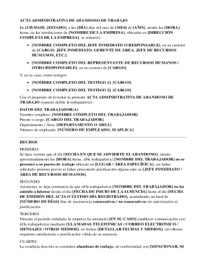 Acta administrativa de abandono de trabajo