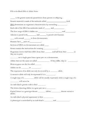 DNA & Alleles Notes Form