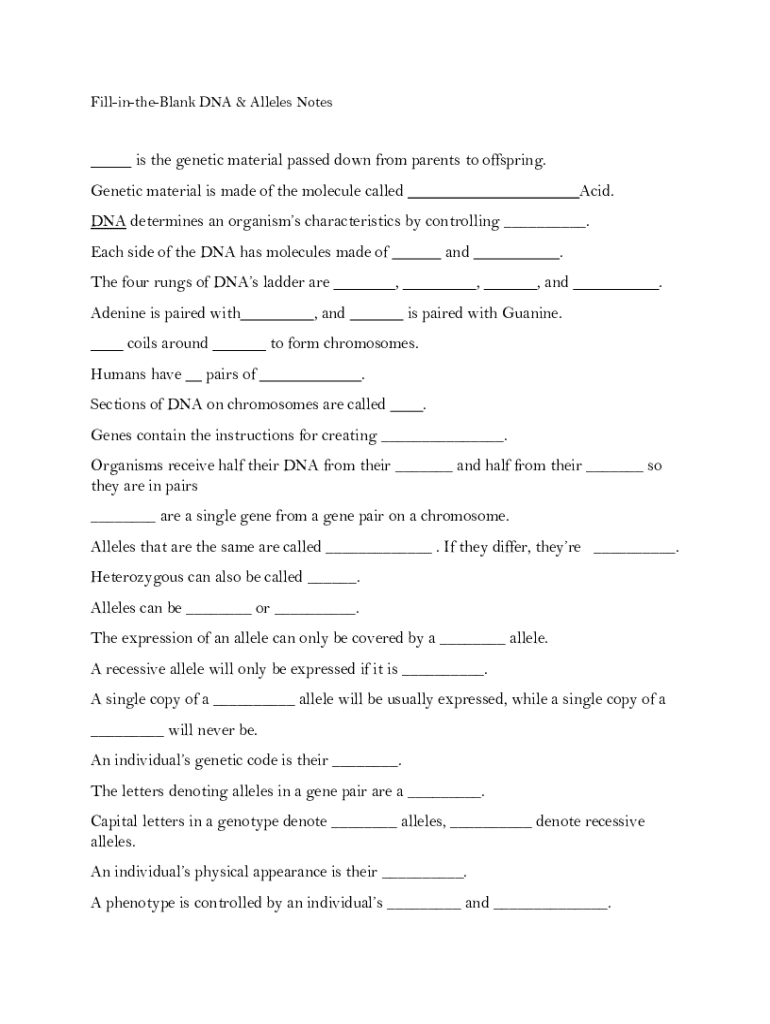 Dna Identification Form.pdf DNA & Alleles Notes Form - Blank Fillable Template | Fill Out, Print ...