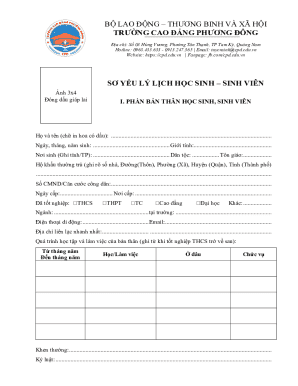 Student Academic Record Form