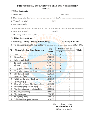 Vietnamese Vocational Education Registration Form