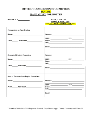 District Commissions/Committees Roster Form