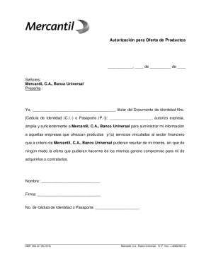 Authorization for product offer