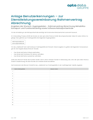Rehasportzentrale User Credentials Form
