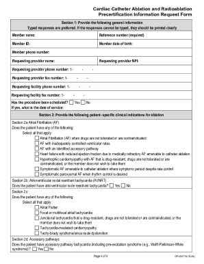 Cardiac Catheter Ablation Precertification Form