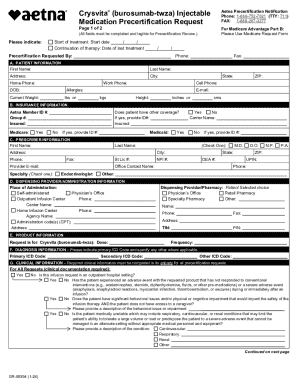 Aetna Crysvita Precertification Form